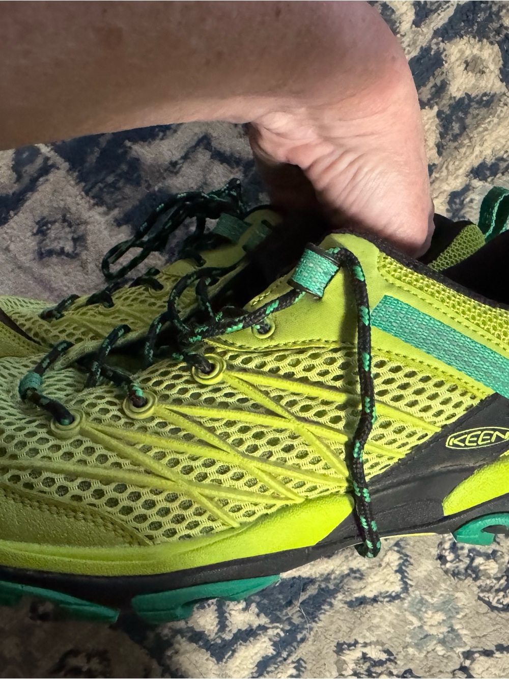 Keen Women’s Lime Green Athletic Trail Shoe with Teal Accents